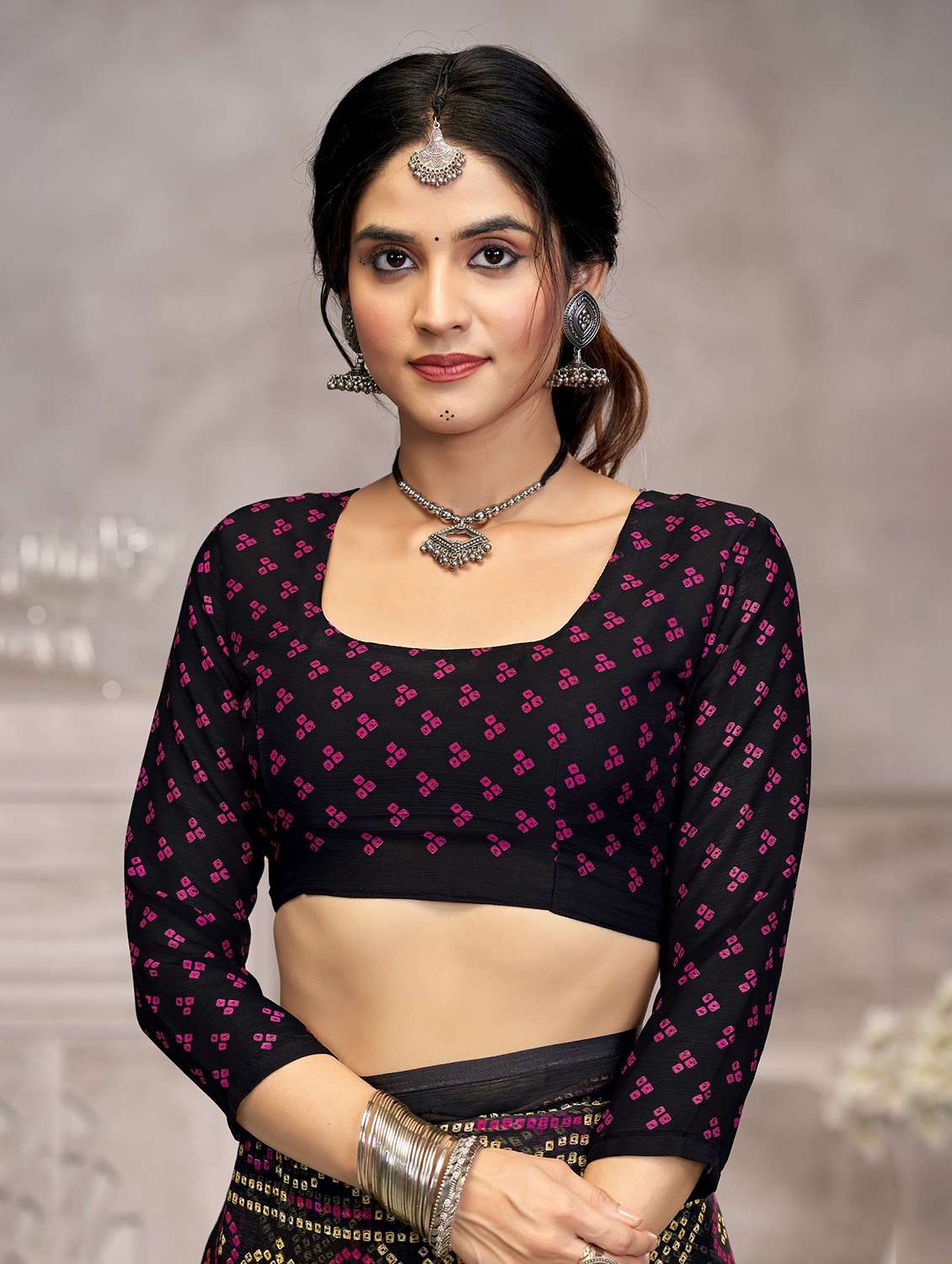 women printed casual wear saree with blouse - 22315776 -  Standard Image - 2