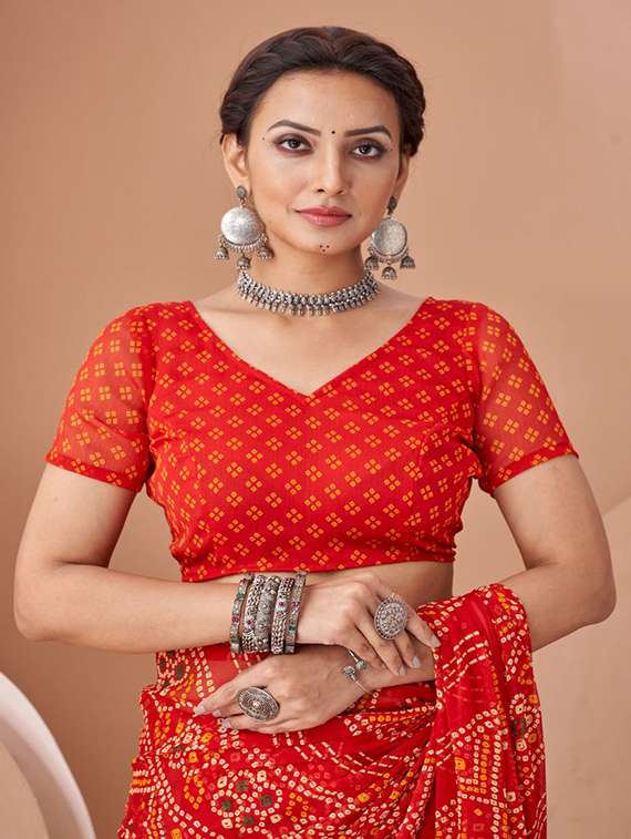 women printed casual wear saree with blouse - 22315786 -  Standard Image - 2