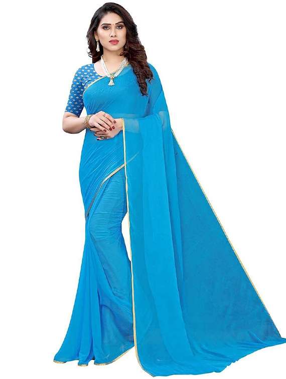 women solid plain saree with blouse