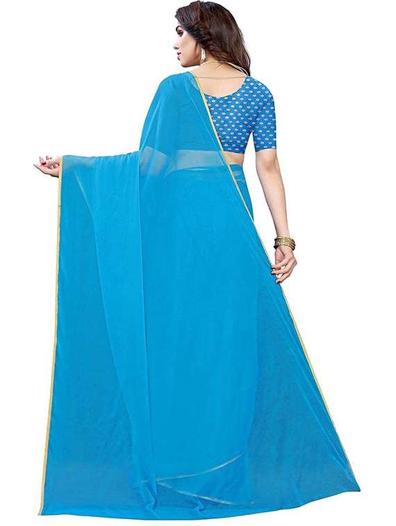 women solid plain saree with blouse - 22315789 -  Standard Image - 2