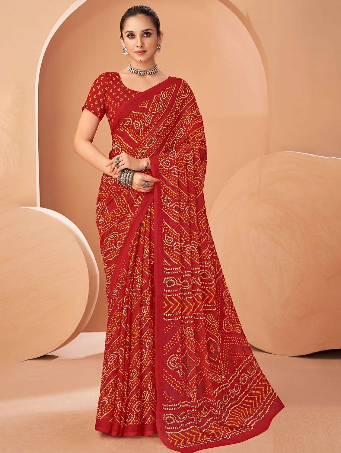 women printed casual wear saree with blouse