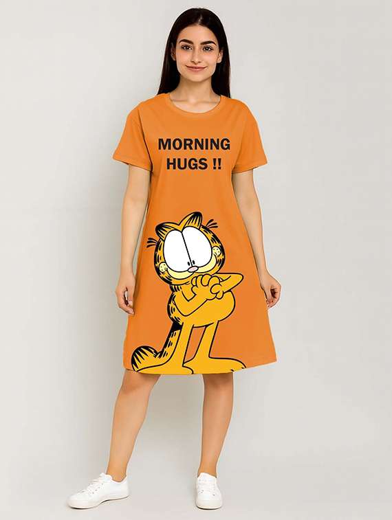 women printed short sleeve t-shirt dress