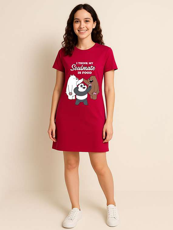 women printed short sleeve t-shirt dress