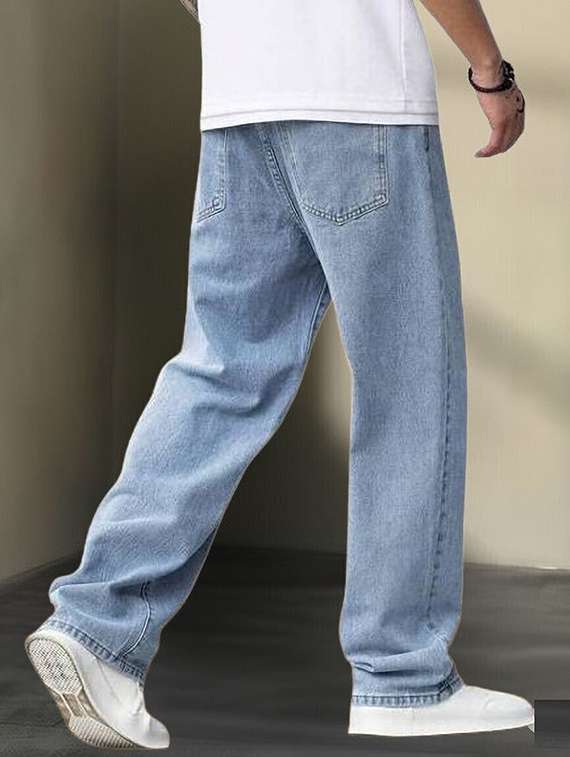 men plain mid rise baggy jeans - 22315957 -  Standard Image - 2