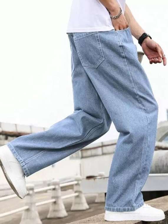 men plain mid rise baggy jeans - 22315958 -  Standard Image - 2