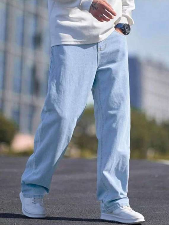 men plain mid rise full length jeans - 22315961 -  Standard Image - 2