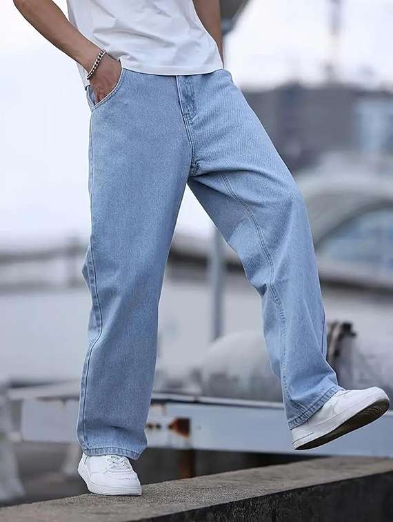 men plain mid rise full length jeans - 22315968 -  Standard Image - 2