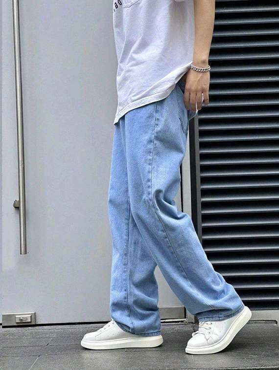 men plain mid rise full length jeans - 22315983 -  Standard Image - 2