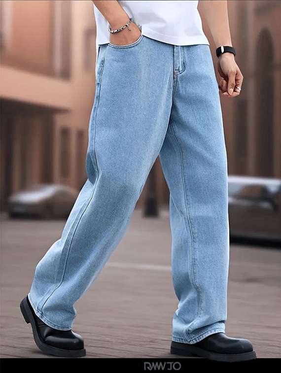 men plain mid rise full length jeans - 22315984 -  Standard Image - 2