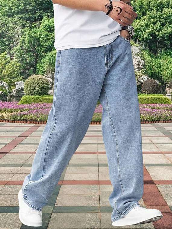 men plain mid rise full length jeans - 22315999 -  Standard Image - 2