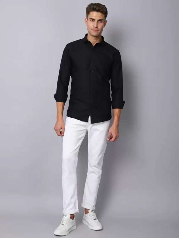 men solid long sleeve regular fit casual shirt - 22316049 -  Standard Image - 2