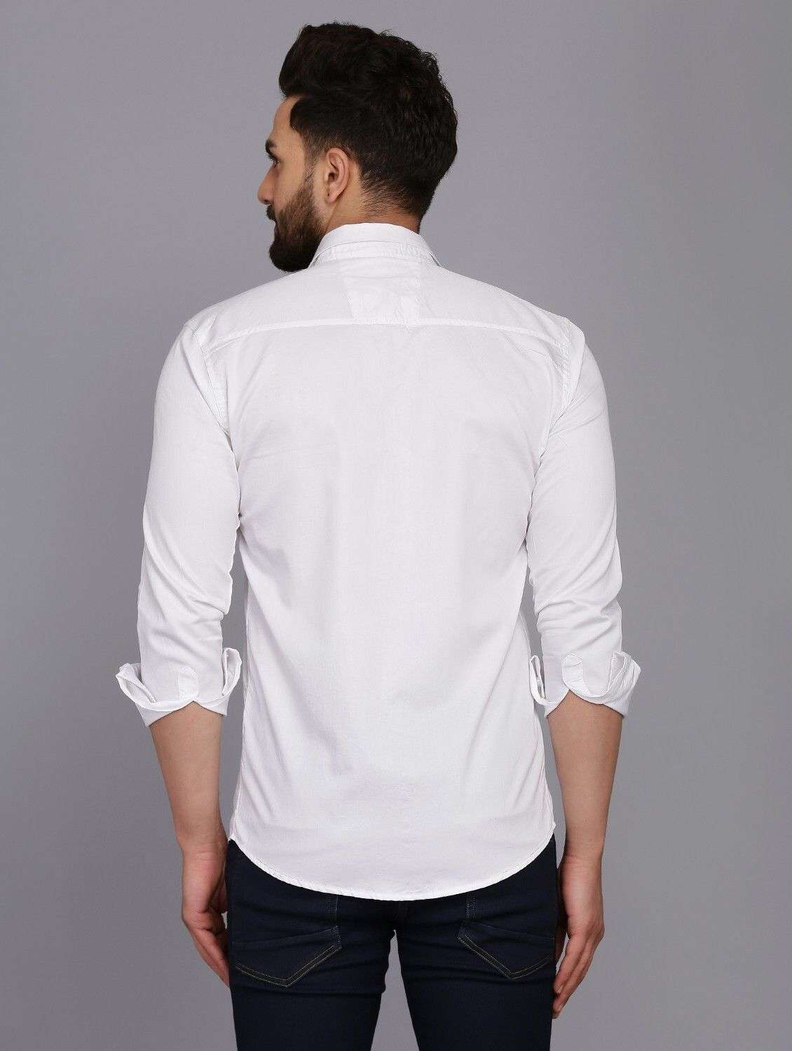 men solid long sleeve slim fit casual shirt - 22316081 -  Standard Image - 2