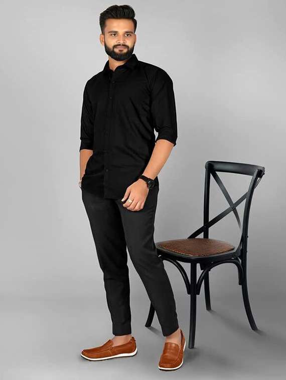 men solid long sleeve regular fit casual shirt - 22316146 -  Standard Image - 2