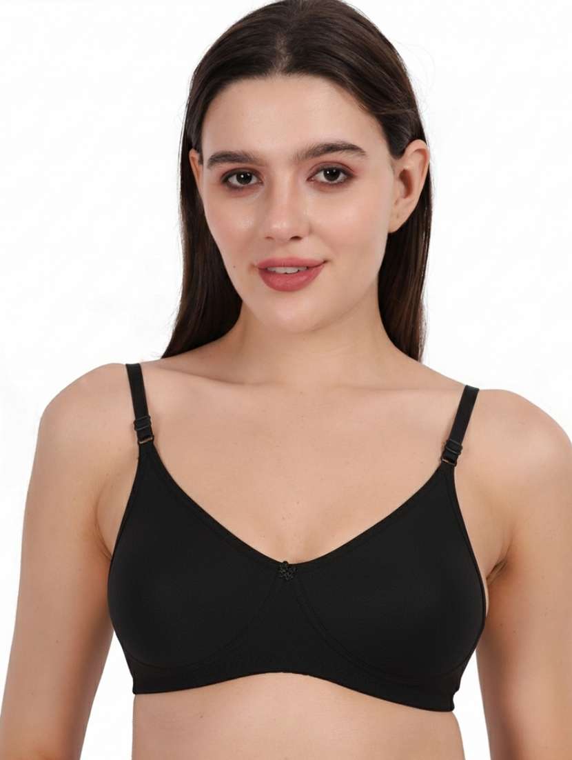 women solid lightly padded bra