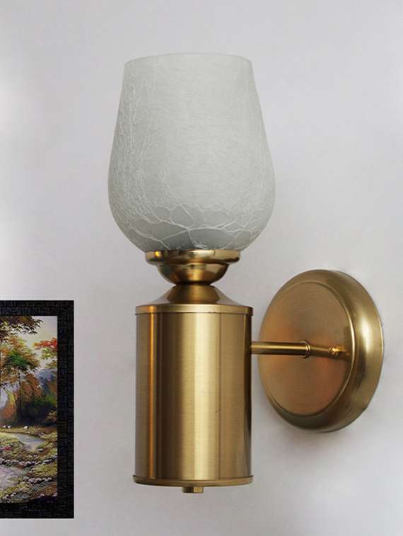 vintage brass wall sconce with crackle glass shade - 22316229 -  Standard Image - 2