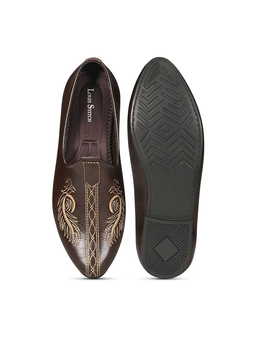 men brown slip on mojari - 22316254 -  Standard Image - 2