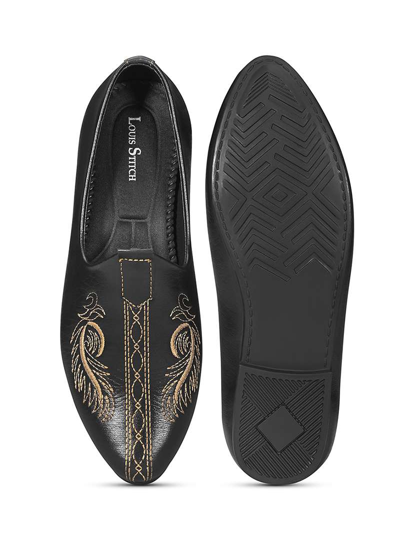 men black slip on mojari - 22316255 -  Standard Image - 2