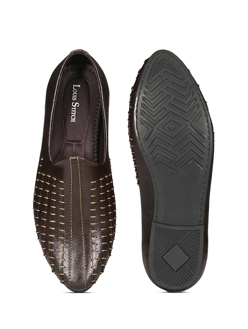 men brown slip on mojari - 22316256 -  Standard Image - 2