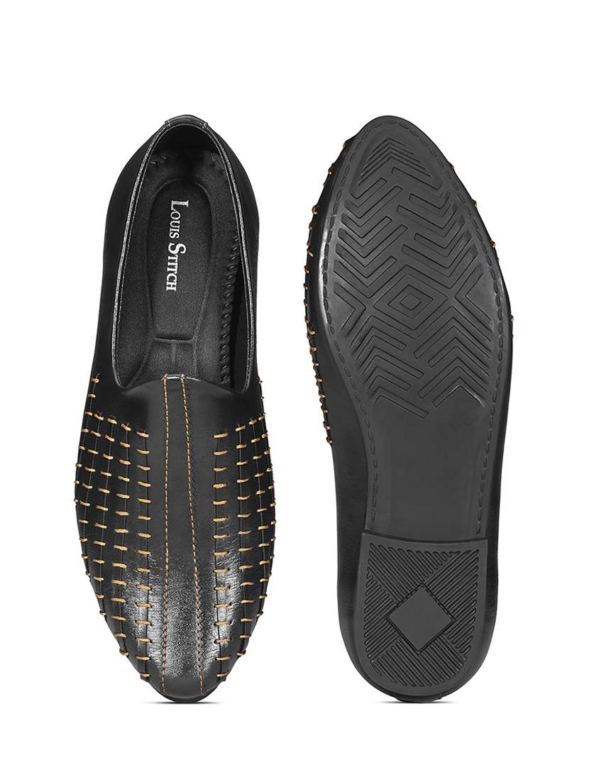 men black slip on mojari - 22316257 -  Standard Image - 2