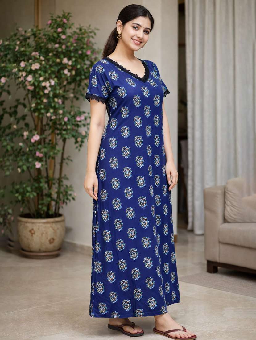 women printed short sleeve nighty - 22316264 -  Standard Image - 2