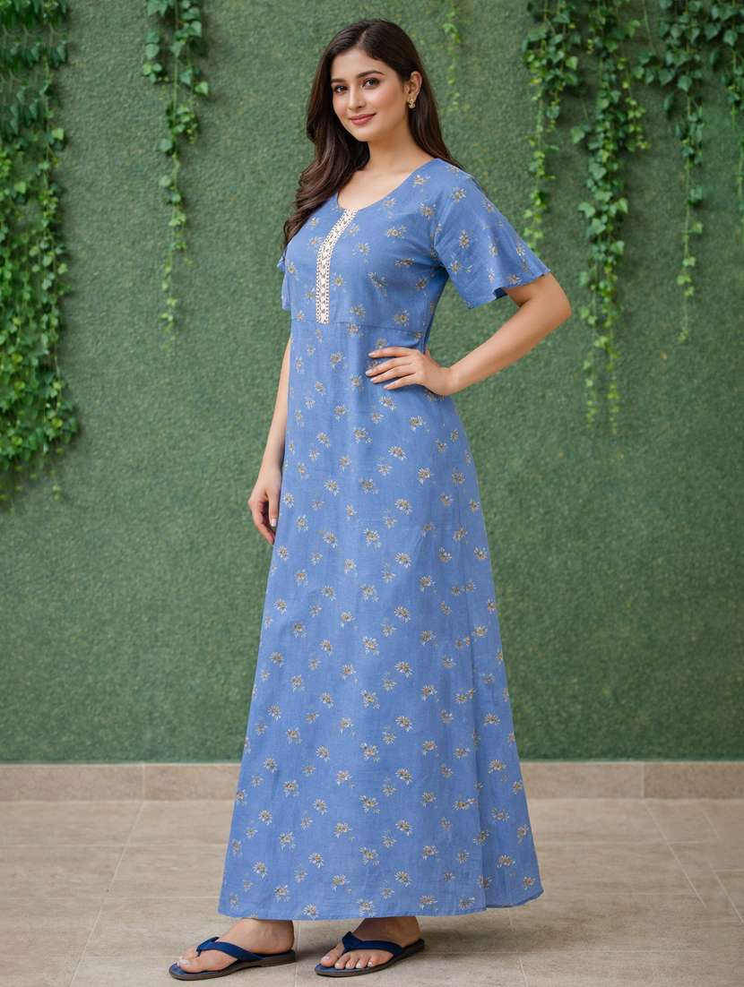 women printed short sleeve nighty - 22316271 -  Standard Image - 2