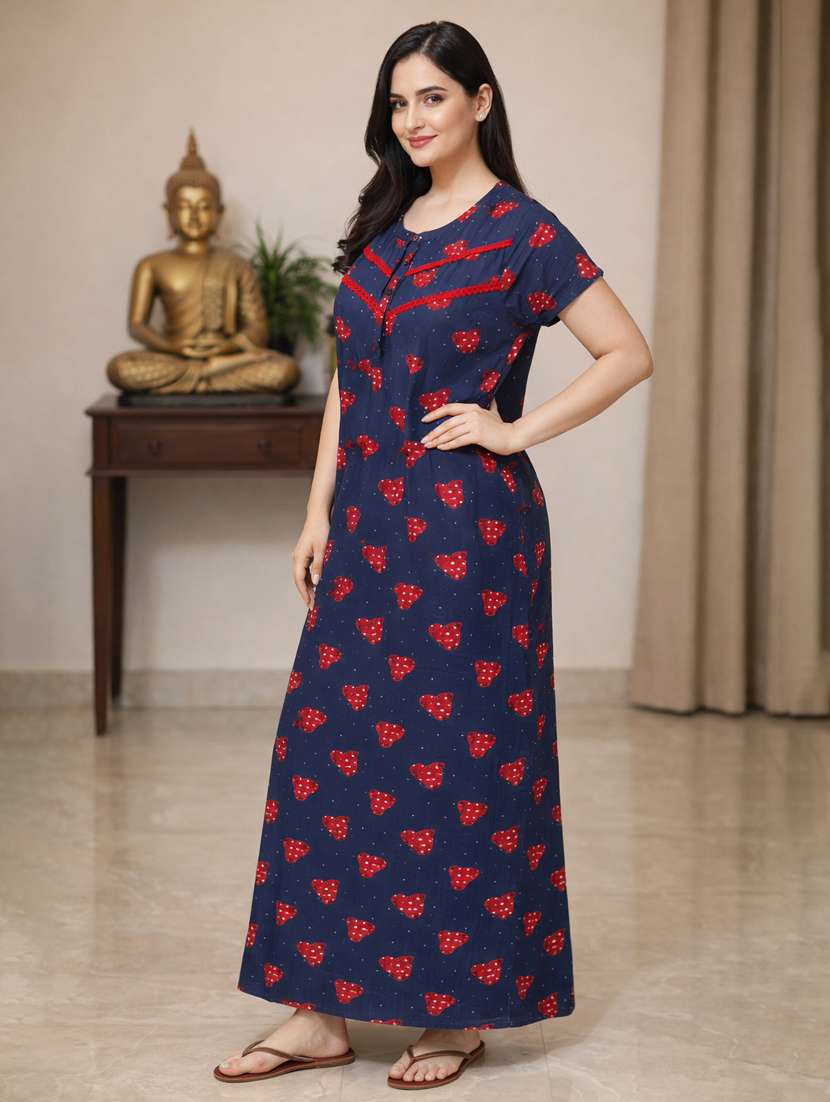 women printed short sleeve nighty - 22316274 -  Standard Image - 2