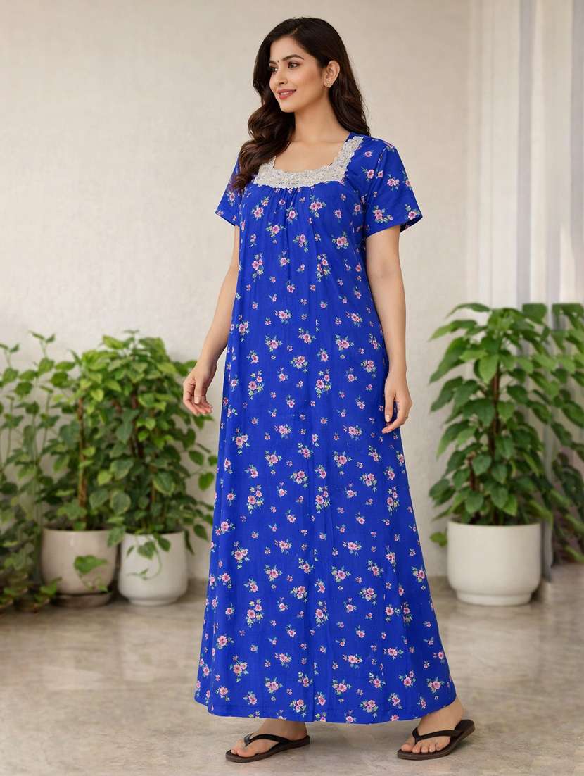 women printed short sleeve nighty - 22316276 -  Standard Image - 2