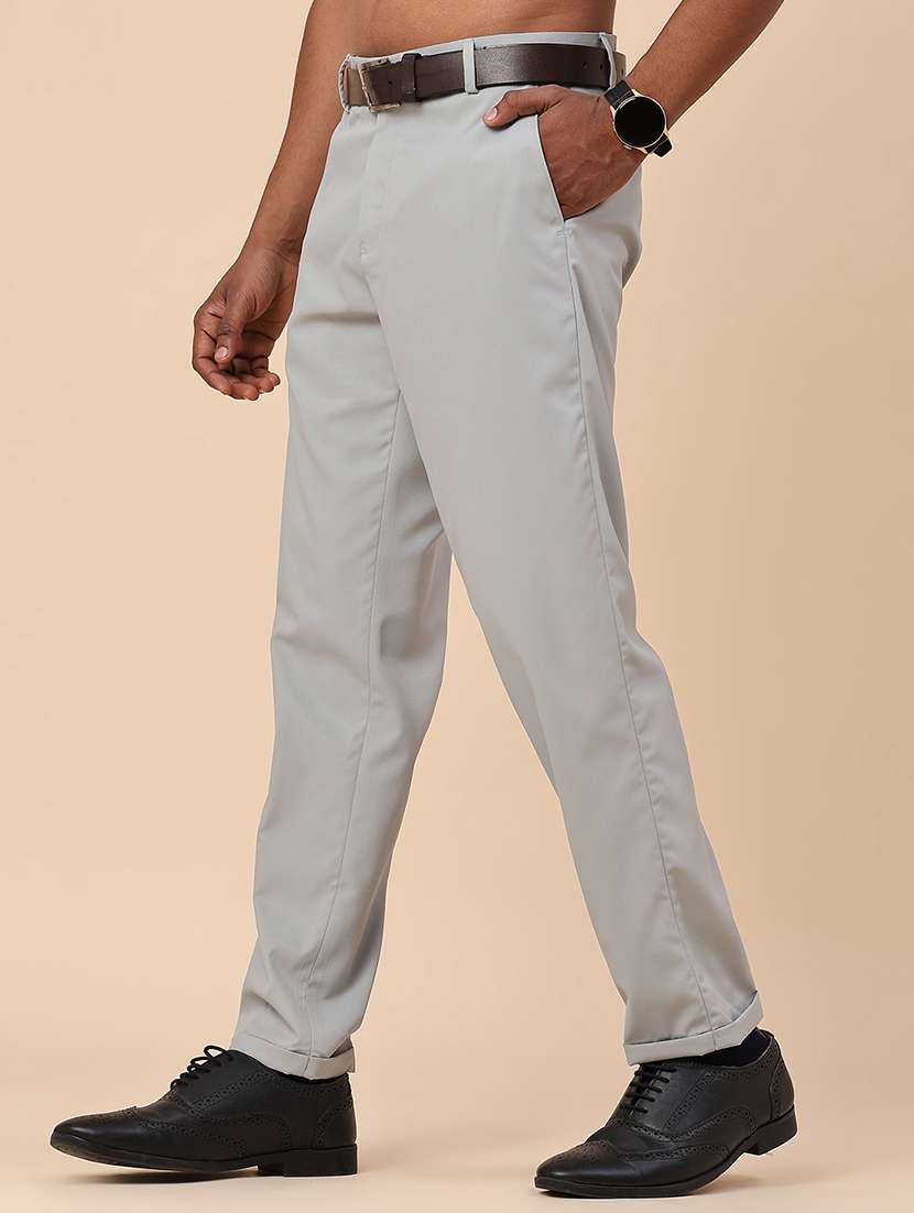 men solid mid rise slim fit formal trouser - 22316357 -  Standard Image - 2