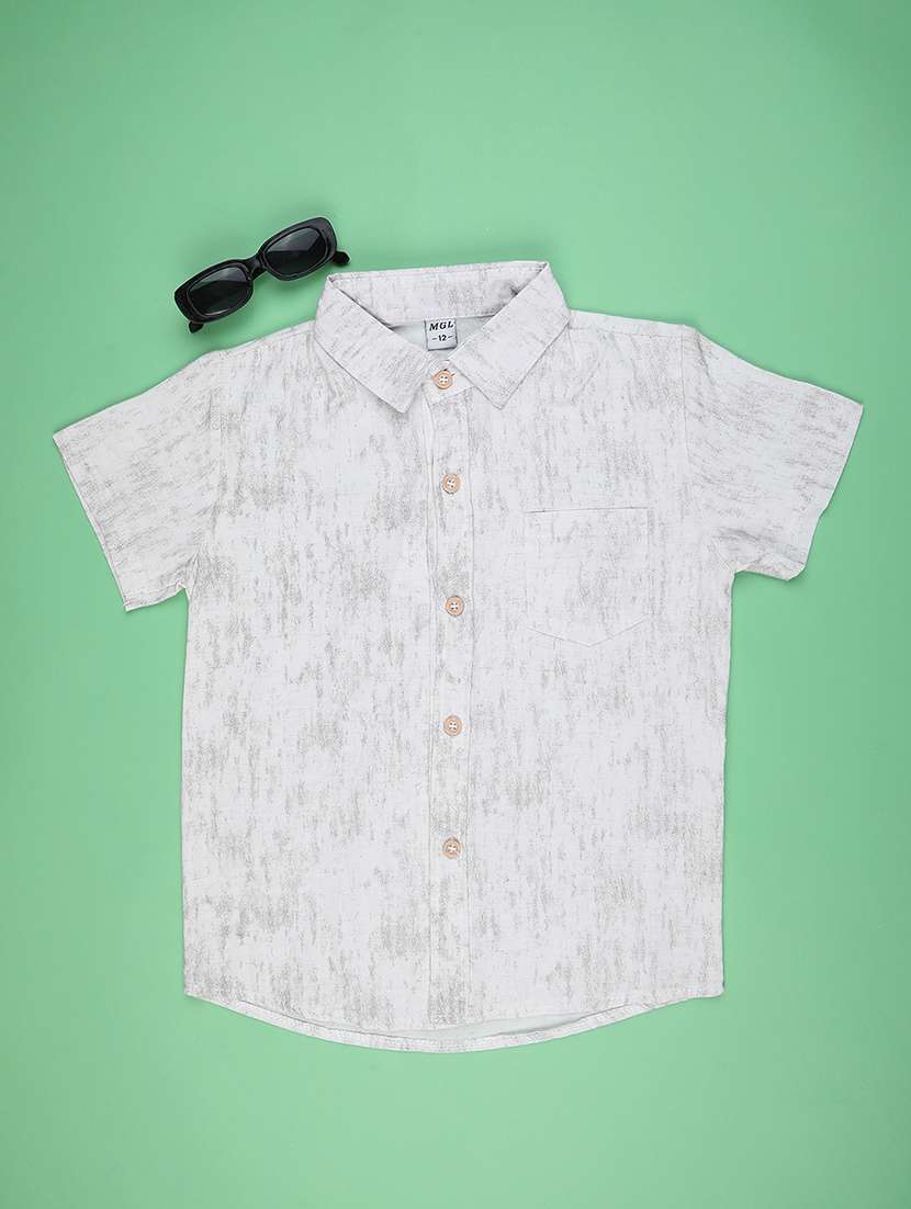 boys printed short sleeve collared shirt