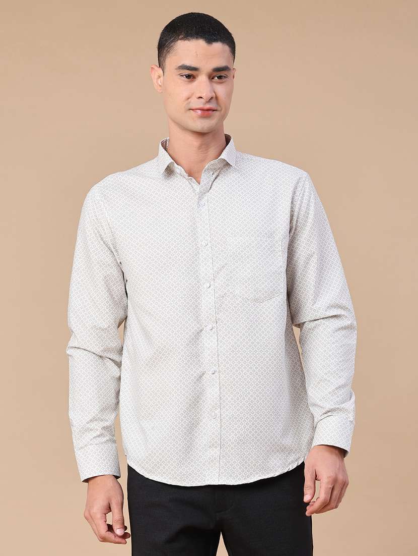 men printed long sleeve slim fit casual shirt - 22316489 -  Standard Image - 2