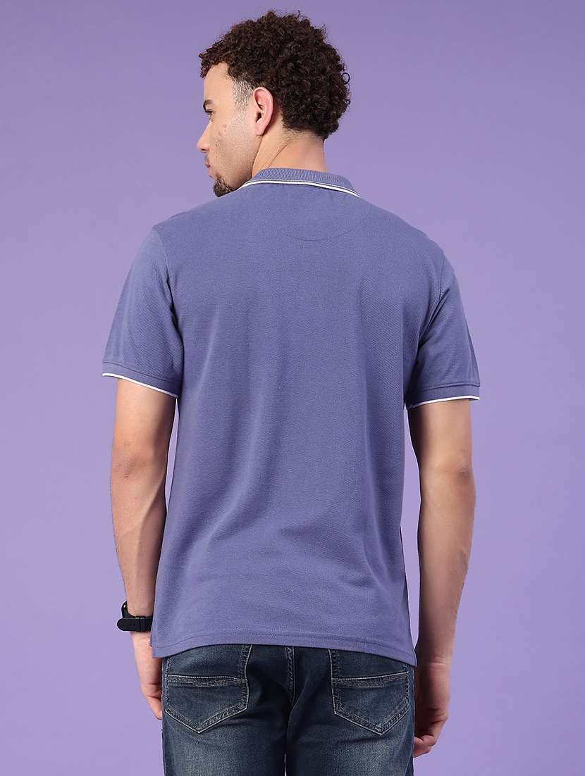 men blue cotton blend plain t-shirt - 22316506 -  Standard Image - 2