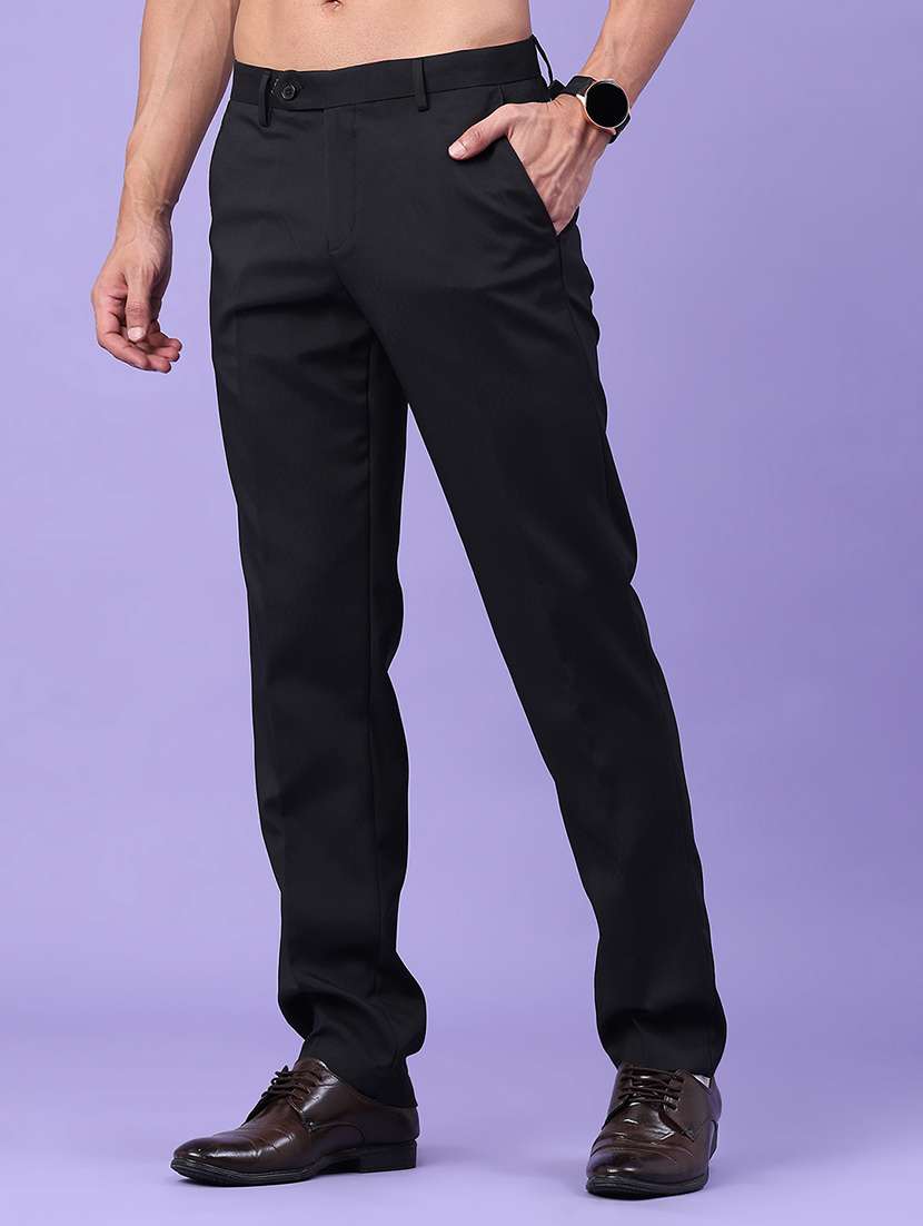 men solid mid rise slim fit formal trouser - 22316533 -  Standard Image - 2