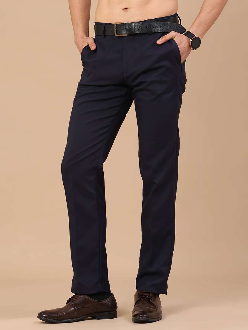 men solid mid rise slim fit formal trouser - 22316534 -  Standard Image - 2