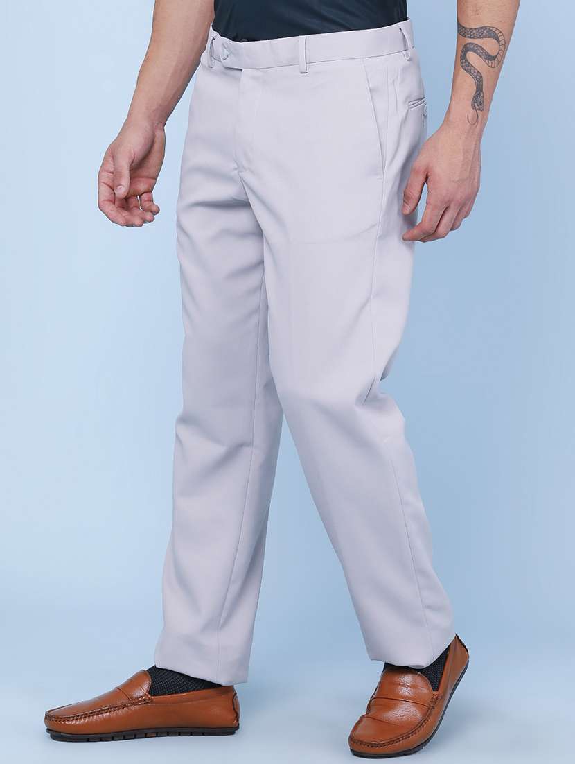 men solid mid rise straight fit formal trouser - 22316537 -  Standard Image - 2