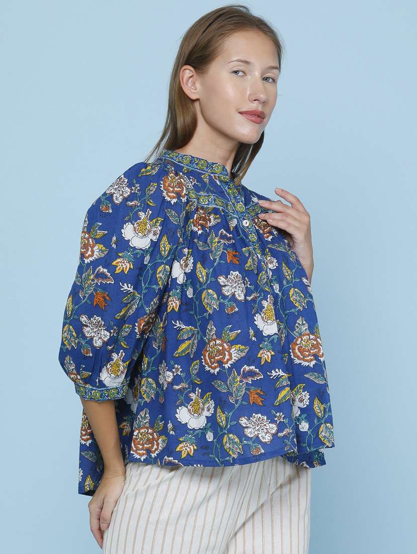 Women Printed Three Quarter Sleeves A-line Top - 22316601 -  Standard Image - 2