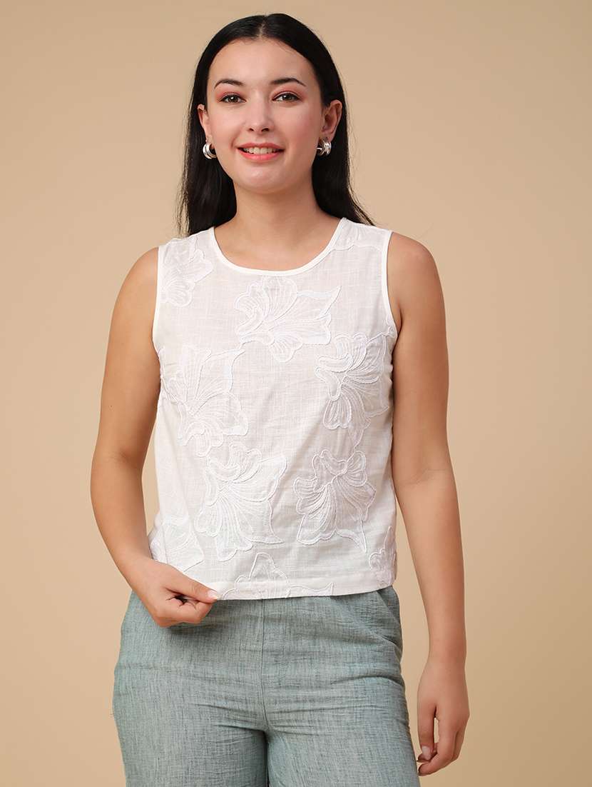 white cotton regular top - 22316602 -  Standard Image - 2