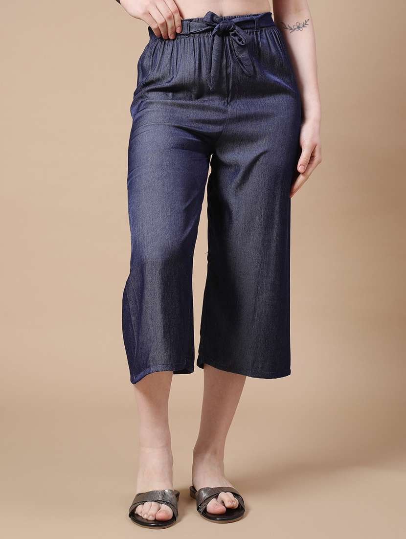 blue denim capri capris
