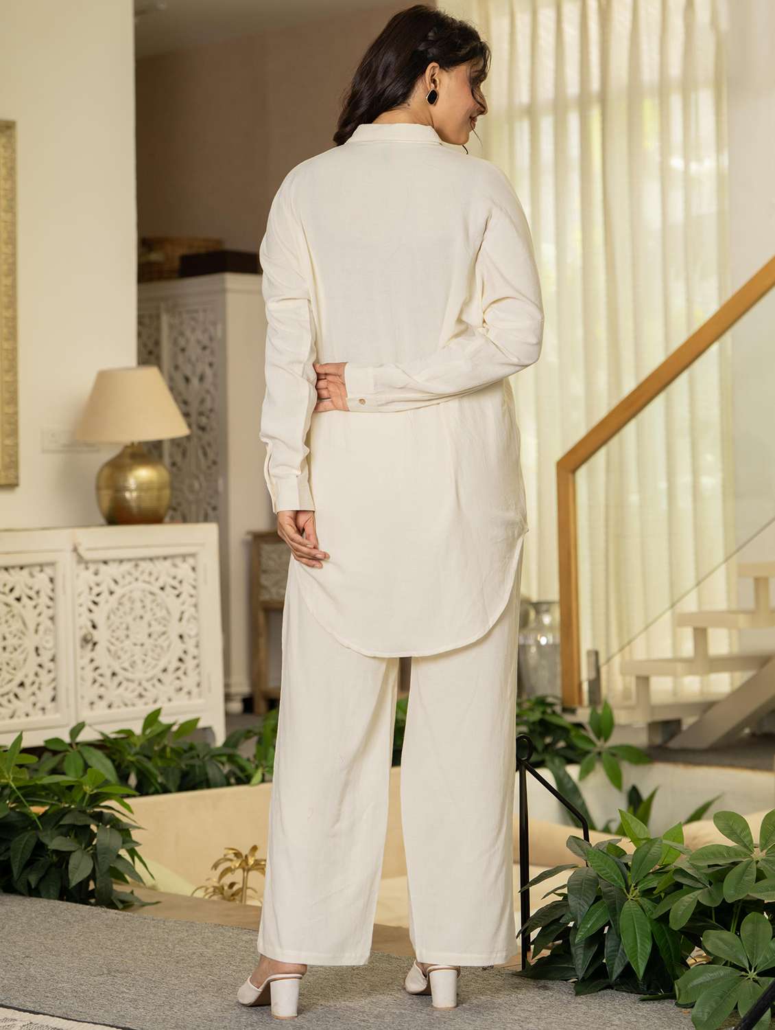 women solid with work long sleeve ethnic co-ord set - 22316811 -  Standard Image - 2