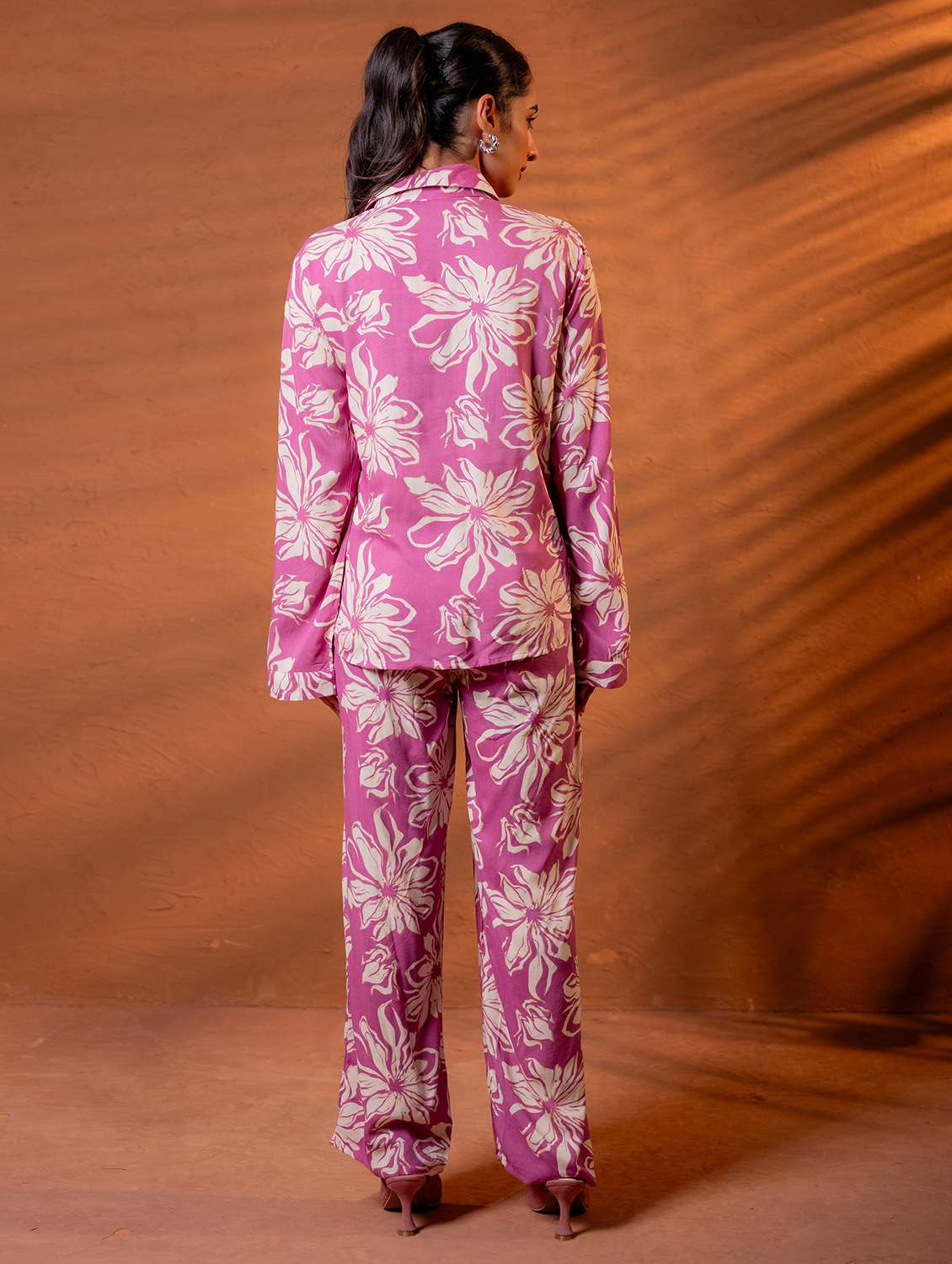 women floral printed long sleeve shirt & trouser co-ord set - 22316888 -  Standard Image - 2