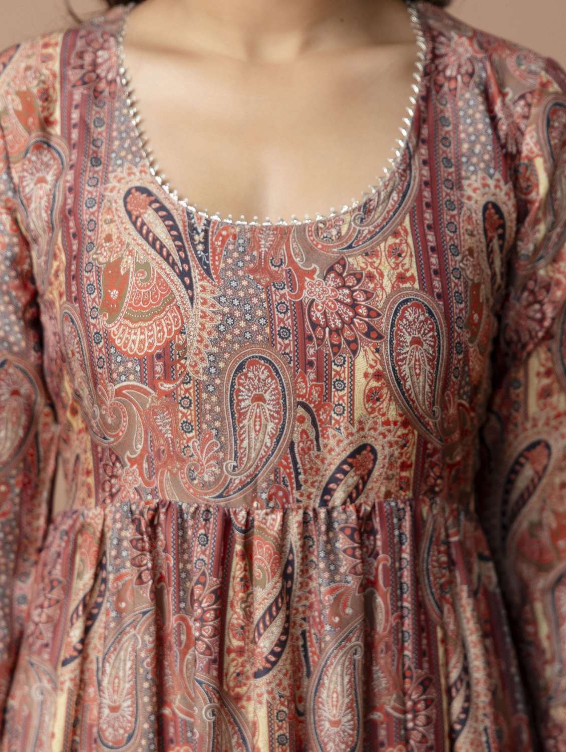 women paisley printed long sleeve ethnic dress - 22316904 -  Standard Image - 7