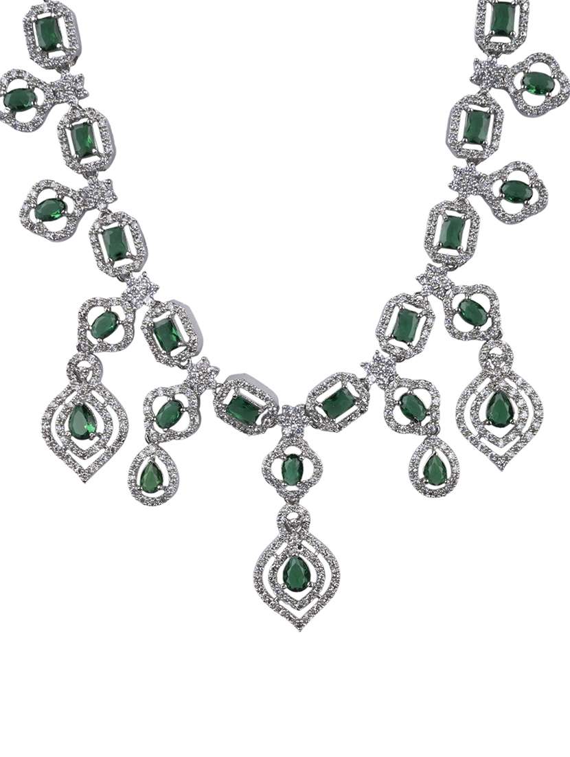 woemn green brass necklace necklace and earring set - 22316913 -  Standard Image - 2