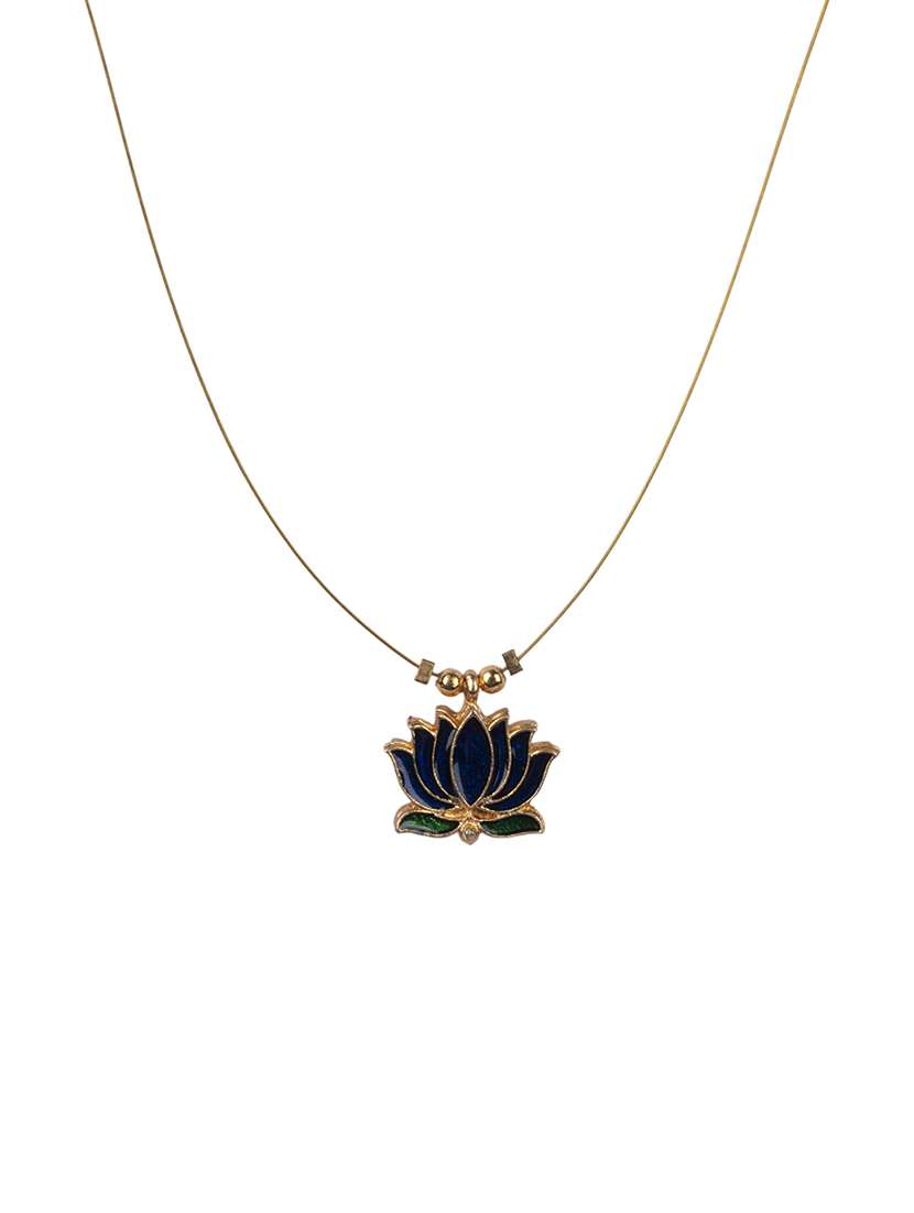 minimal blue lotus motif pendant set with invisible chain - 22316922 -  Standard Image - 2