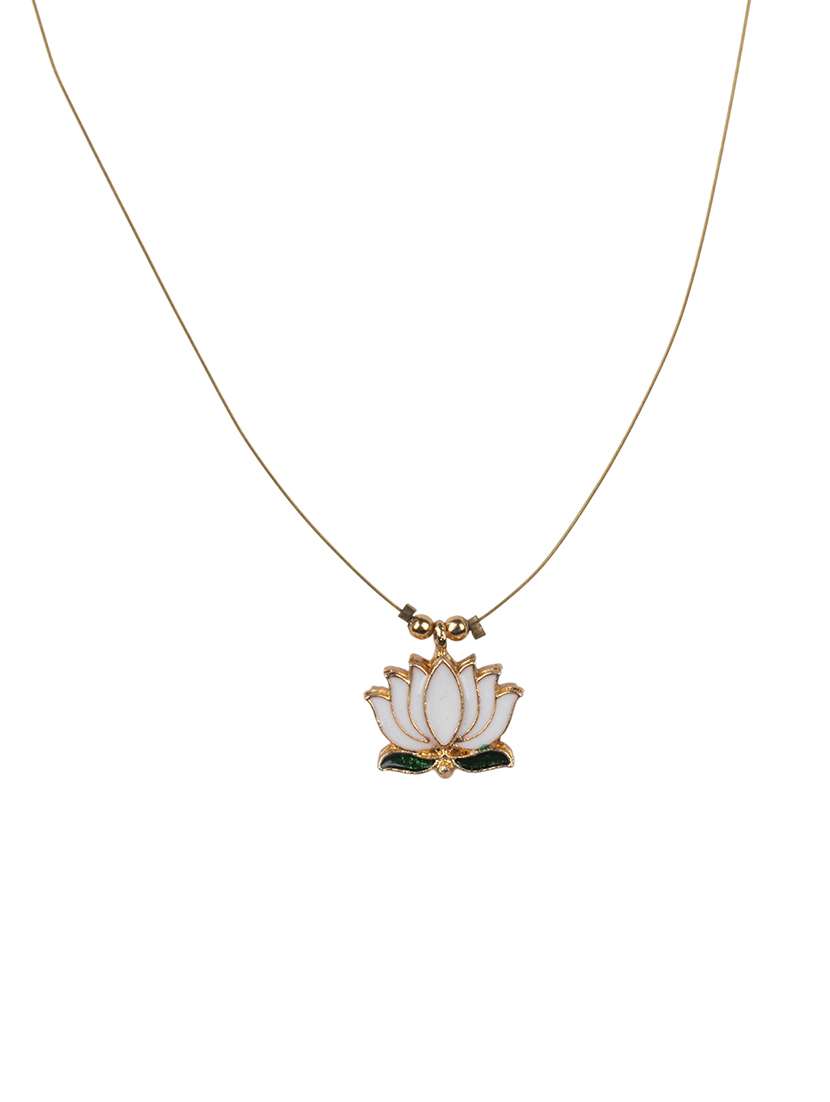minimal white lotus motif pendant set with invisible chain - 22316926 -  Standard Image - 2