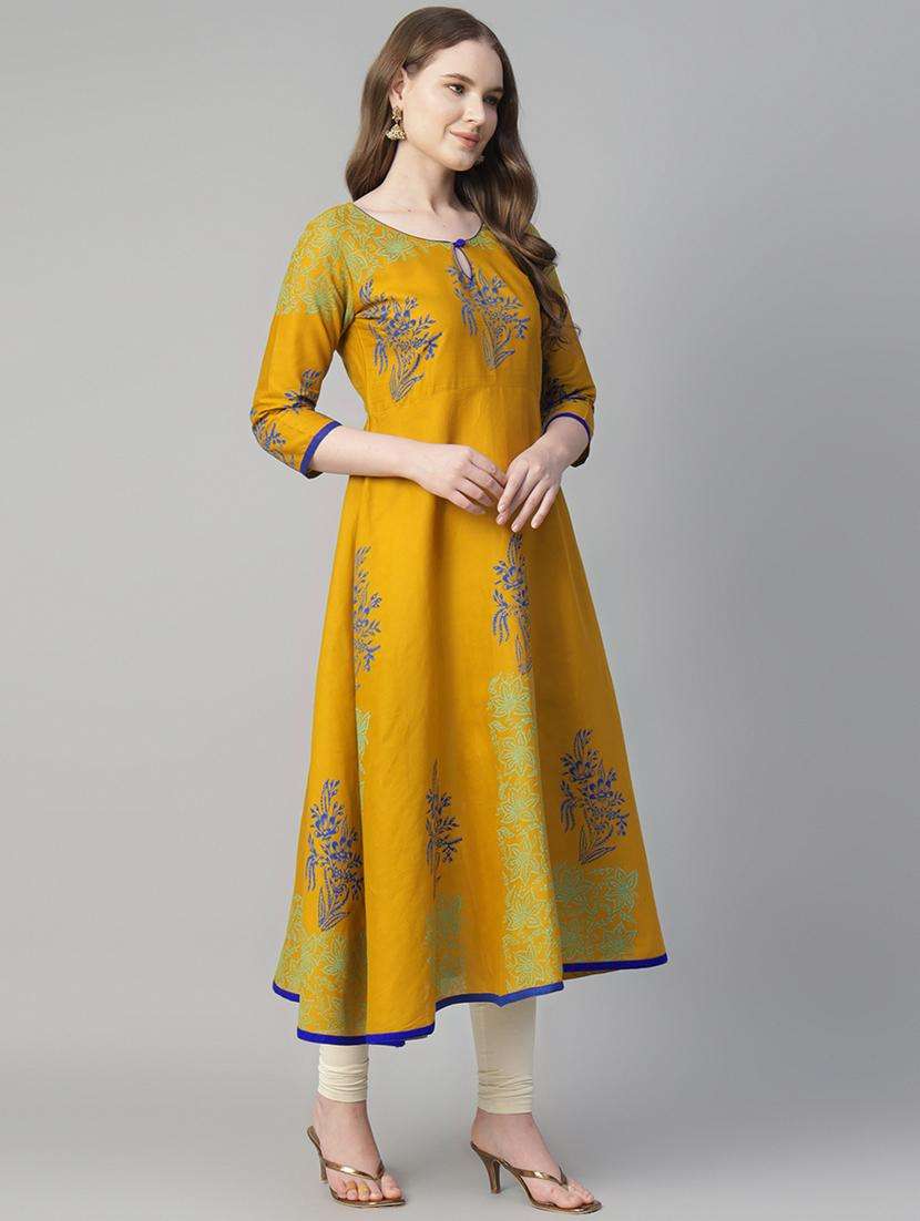 women printed three quarter sleeve anarkali kurta - 22316932 -  Standard Image - 2