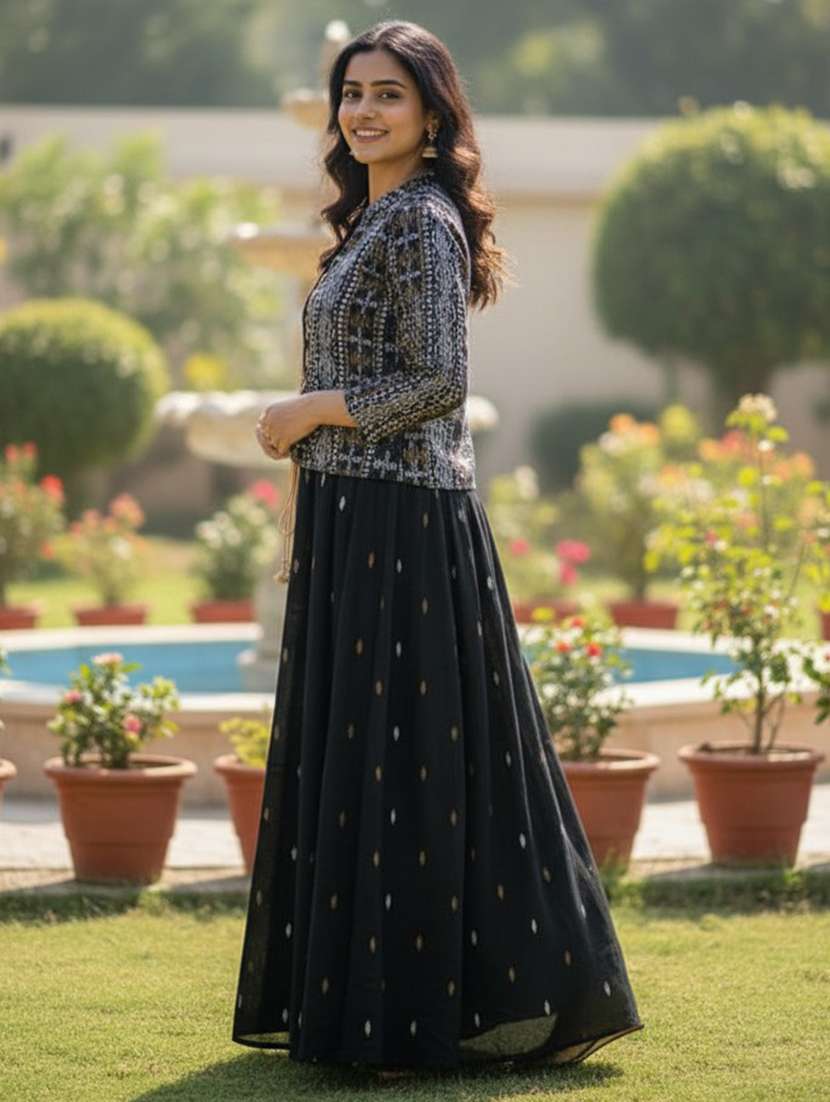 women printed three quarter sleeve ethnic dress - 22316960 -  Standard Image - 2