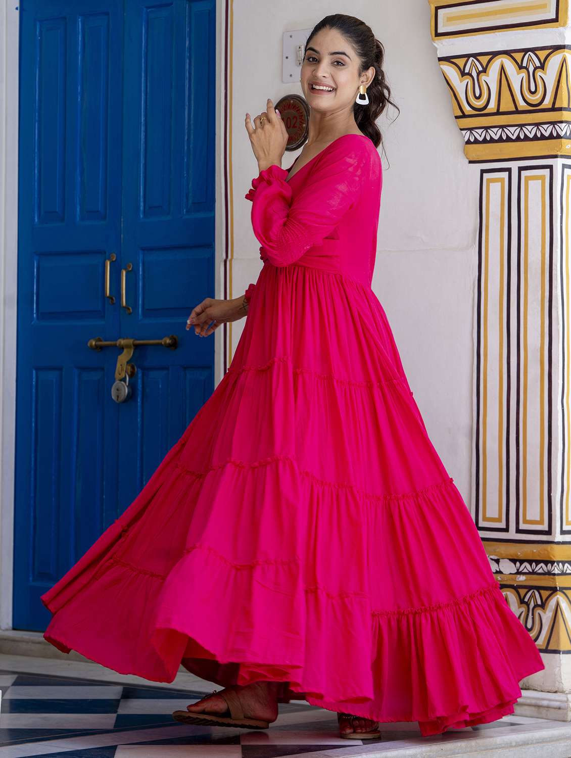 women solid long sleeve ethnic dress - 22316965 -  Standard Image - 2