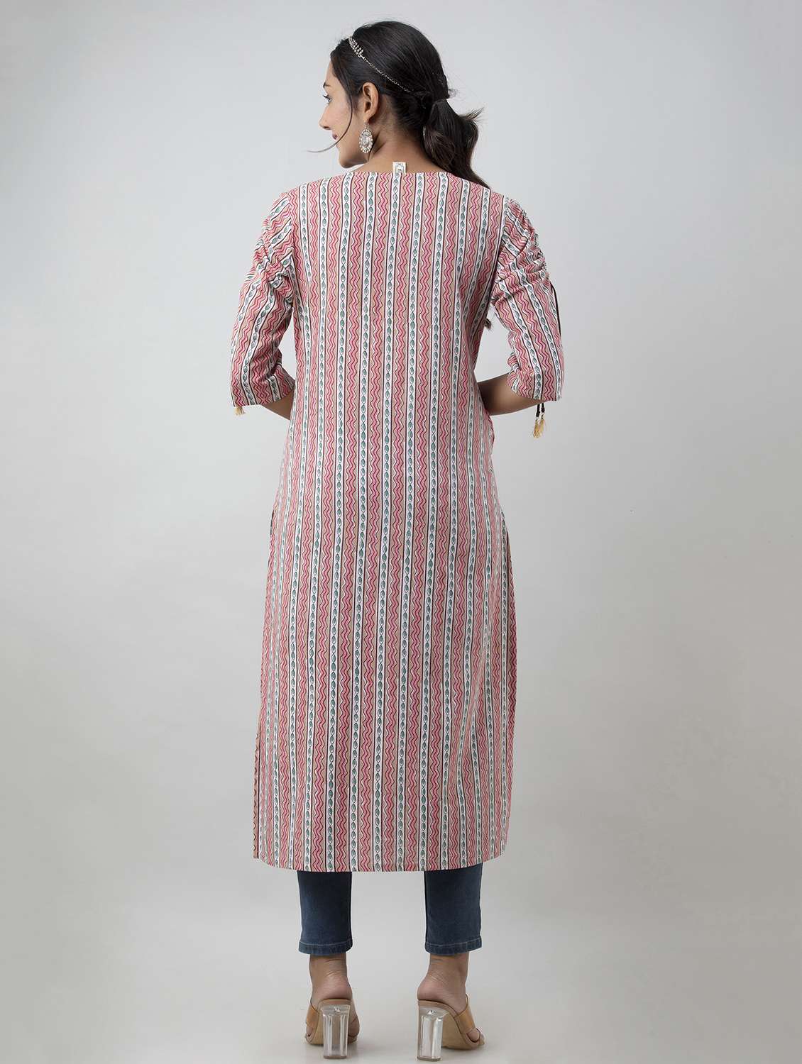 women printed three quarter sleeve straight kurta - 22316966 -  Standard Image - 2