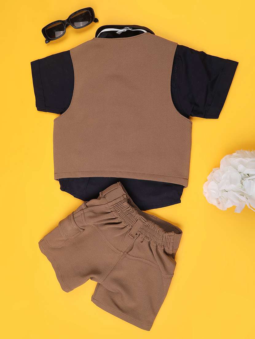 beige cotton combo infant twin set - 22317130 -  Standard Image - 2