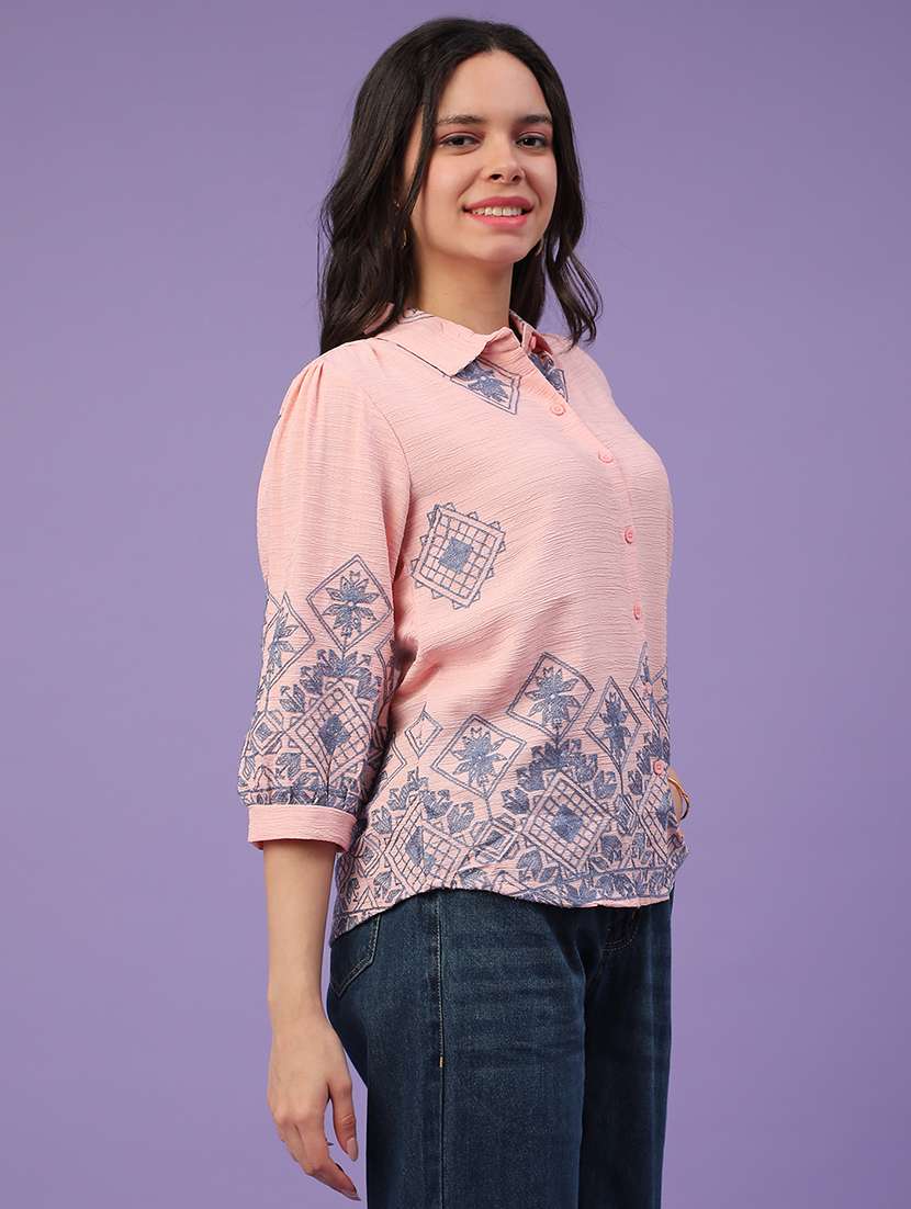 peach cotton shirt top - 22317214 -  Standard Image - 2