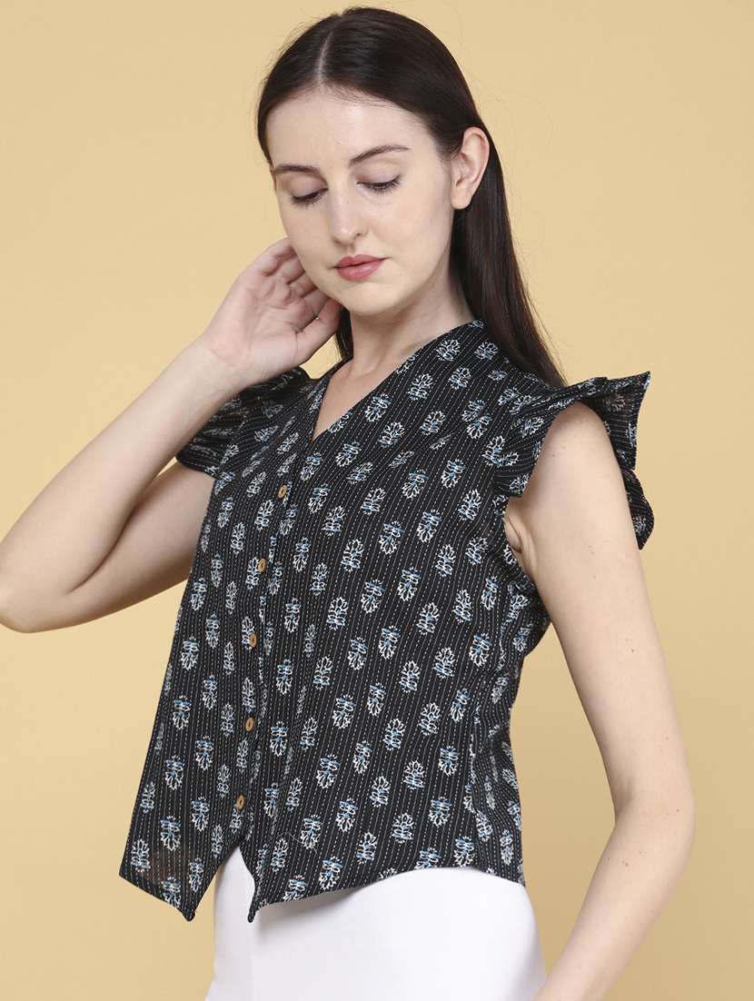 women printed v neck ethnic top - 22317279 -  Standard Image - 2